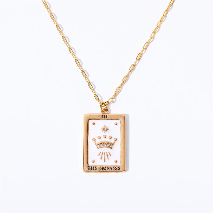 Collier pendentif carré en acier titane avec carte de tarot vintage Olivenorma 