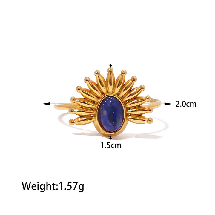 Ensemble de bagues vintage en acier titane et lapis-lazuli Olivenorma Court 