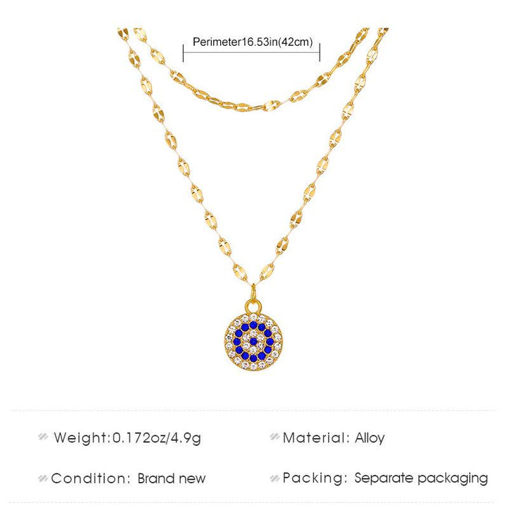 Collier double alliage mauvais œil en zircon blanc Olivenorma