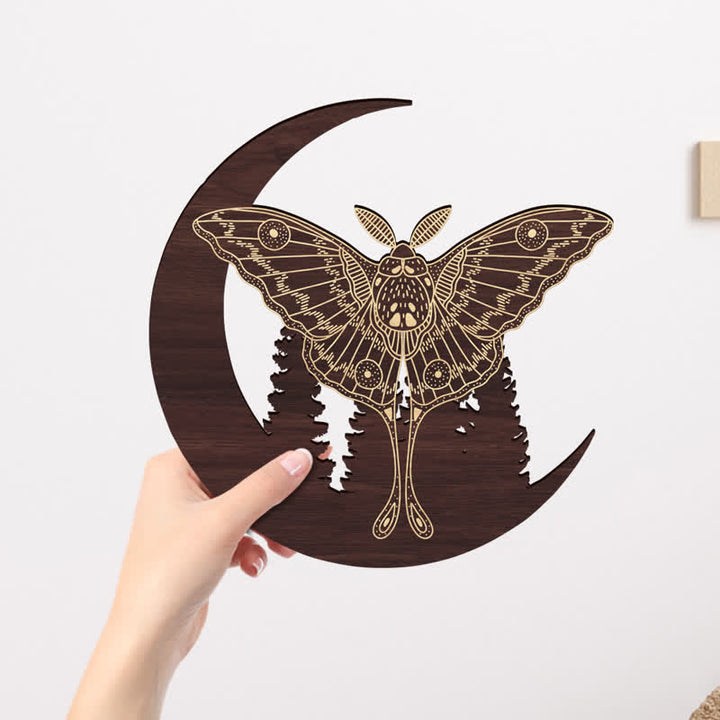 Décoration murale en bois de papillon croissant de lune Olivenorma