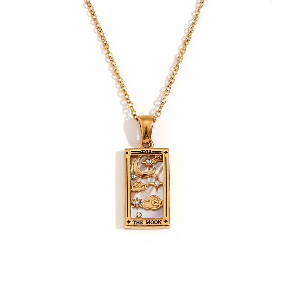 Collier de cartes de tarot en acier inoxydable plaqué or 18 carats Olivenorma 