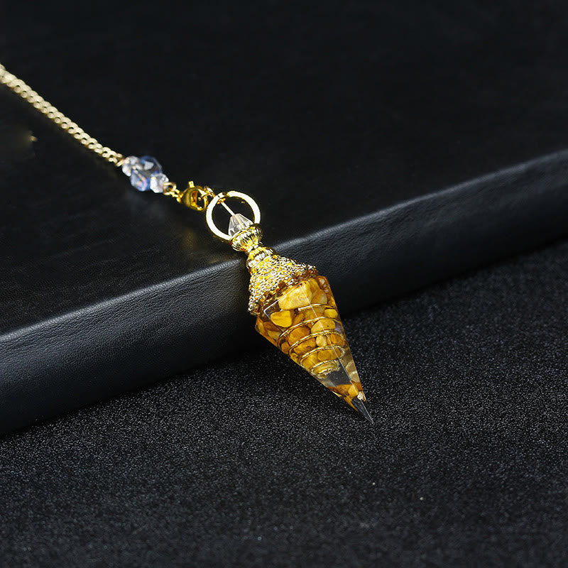 Pendule pyramidale hexagonale en cristal résineline naturelle Olivenorma