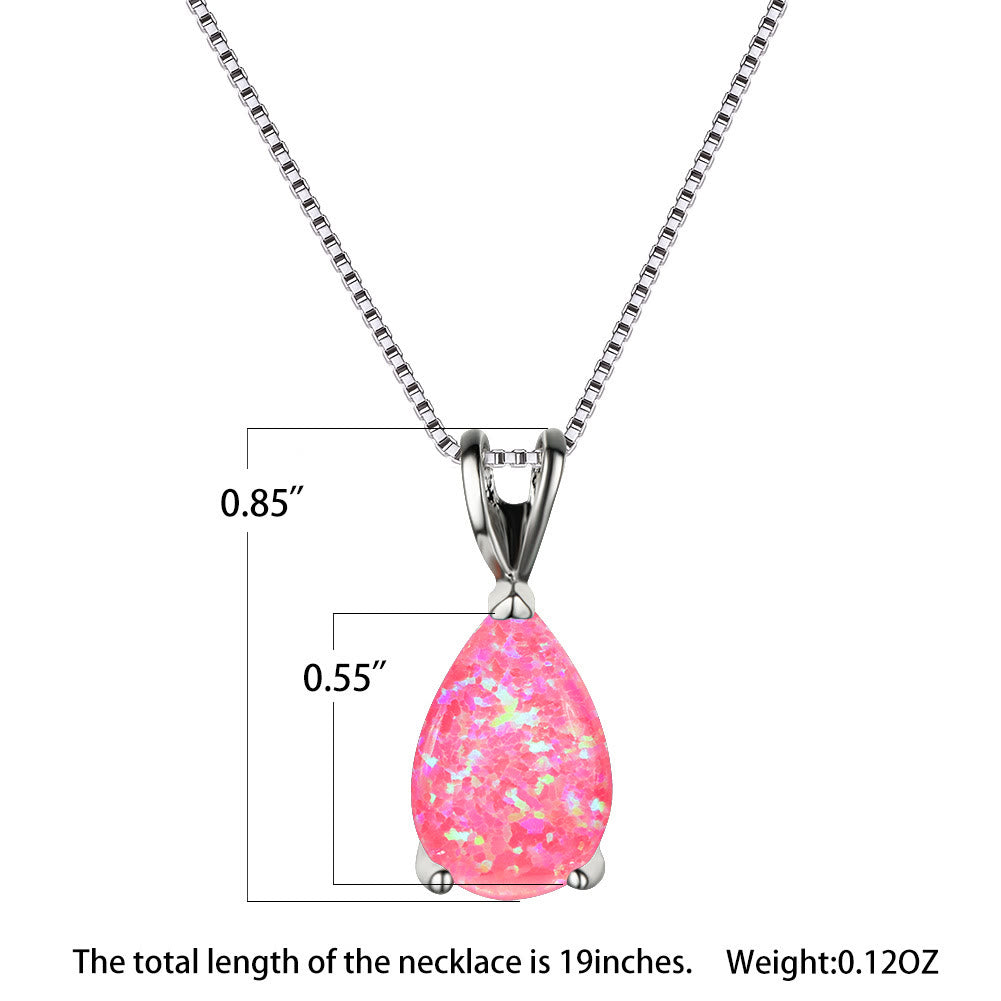Collier simple avec pendentif en forme de goutte d'eau en opale synthétique Olivenorma