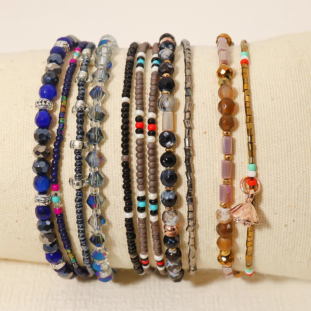 Bracelets de vacances bohèmes à perles rondes Olivenorma