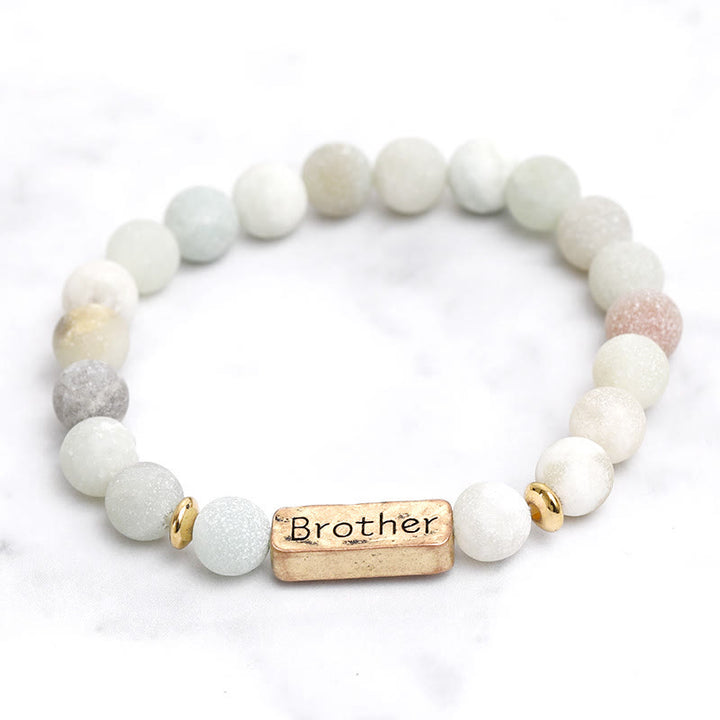 Bracelet gravé avec pierres précieuses naturelles Olivenorma Brother
