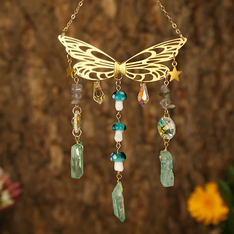 Carillon éolien attrape-soleil en forme d'ailes de papillon en cristal Olivenorma 