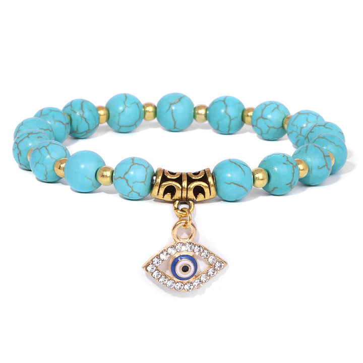 Bracelet pendentif mauvais œil en perles de pierre naturelle Olivenorma