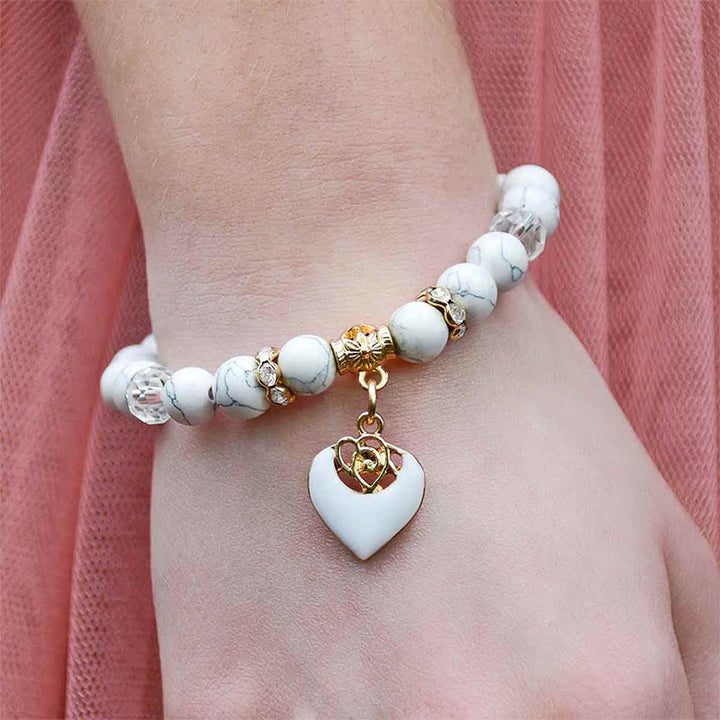 Bracelet en perles turquoise et rose blanche Olivenorma
