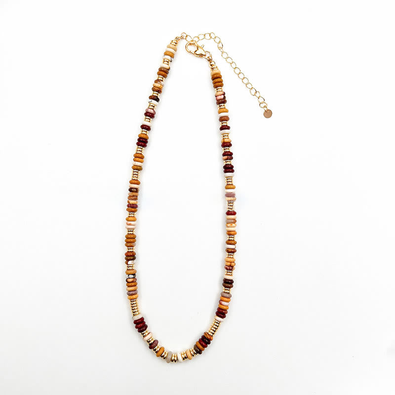 Collier de clavicule en perles d'agate naturelle Sunset Frisbee d' Olivenorma