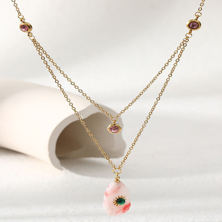 Collier à double panneau en zircone rhodochrosite Olivenorma