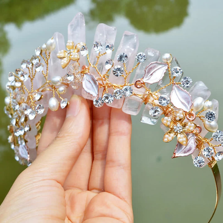 Cristal naturel de luxe Olivenorma avec couronne en cristal de perle