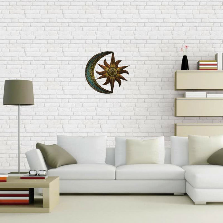 Décoration murale en métal à thème céleste Soleil et Lune Olivenorma