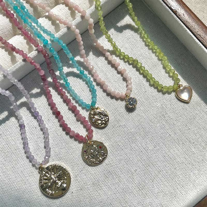 Collier avec pendentif en métal et cristal naturel Olivenorma
