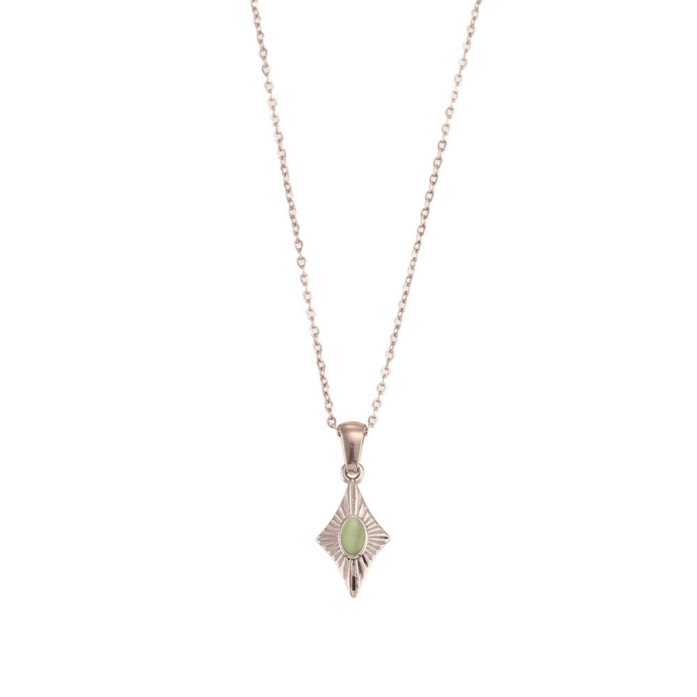 Collier pendentif en acier inoxydable avec œil de chat Olivenorma