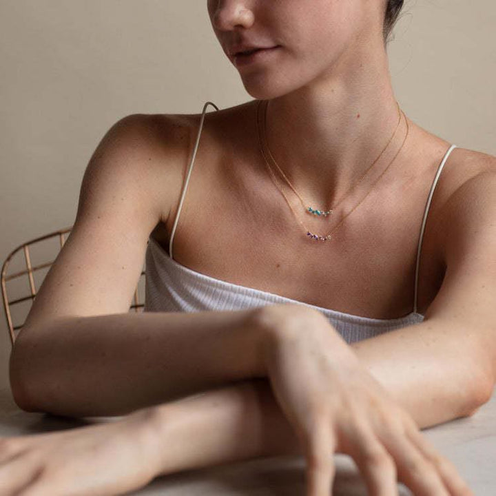 Collier avec pendentif en perles et pierres de naissance multiples Olivenorma plaqué or et cuivre 