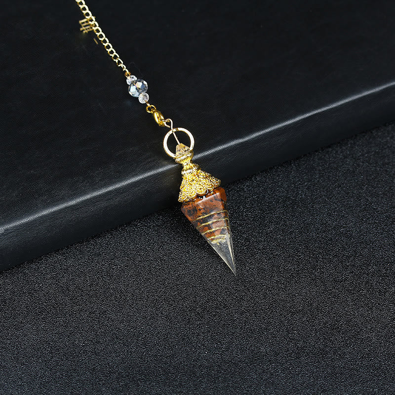 Pendule pyramidale hexagonale en cristal résineline naturelle Olivenorma