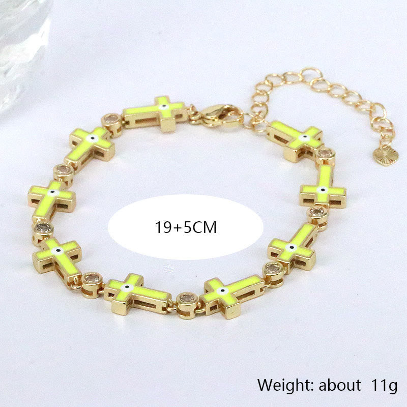 Bracelet en alliage de perles croisées contre le mauvais œil dégoulinant de couleur Olivenorma 