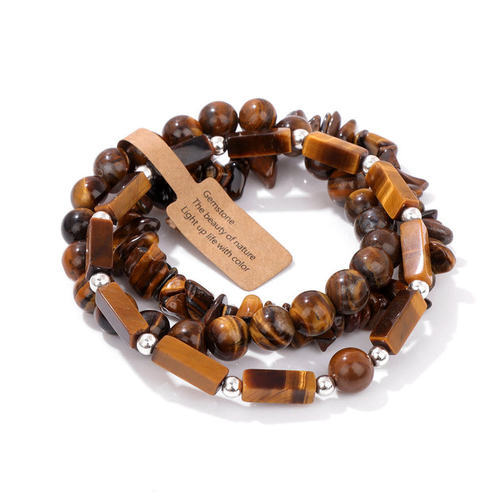Ensemble de bracelets irréguliers à trois couches en pierre naturelle Olivenorma 