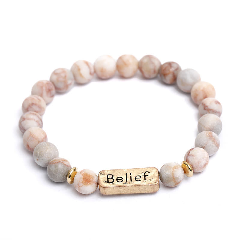 Bracelet gravé avec croyance en pierres précieuses naturelles Olivenorma