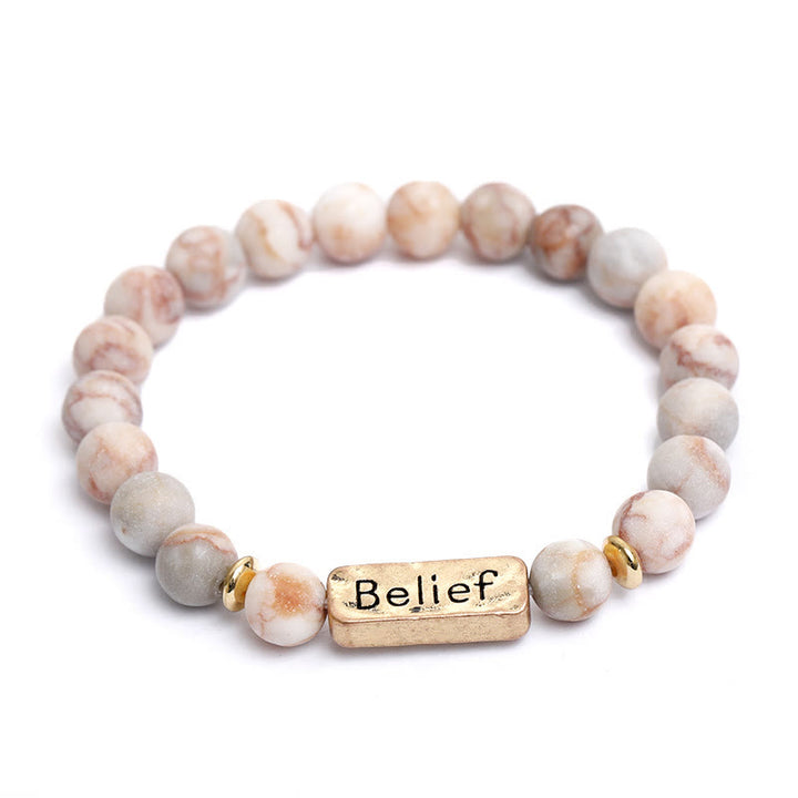 Bracelet gravé avec croyance en pierres précieuses naturelles Olivenorma