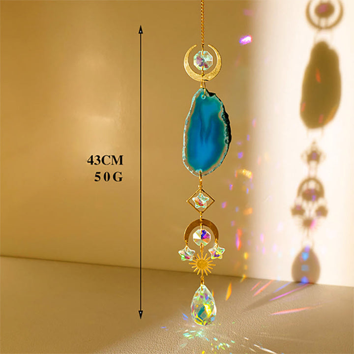 Carillon éolien attrape-soleil en cristal d'agate naturelle Olivenorma