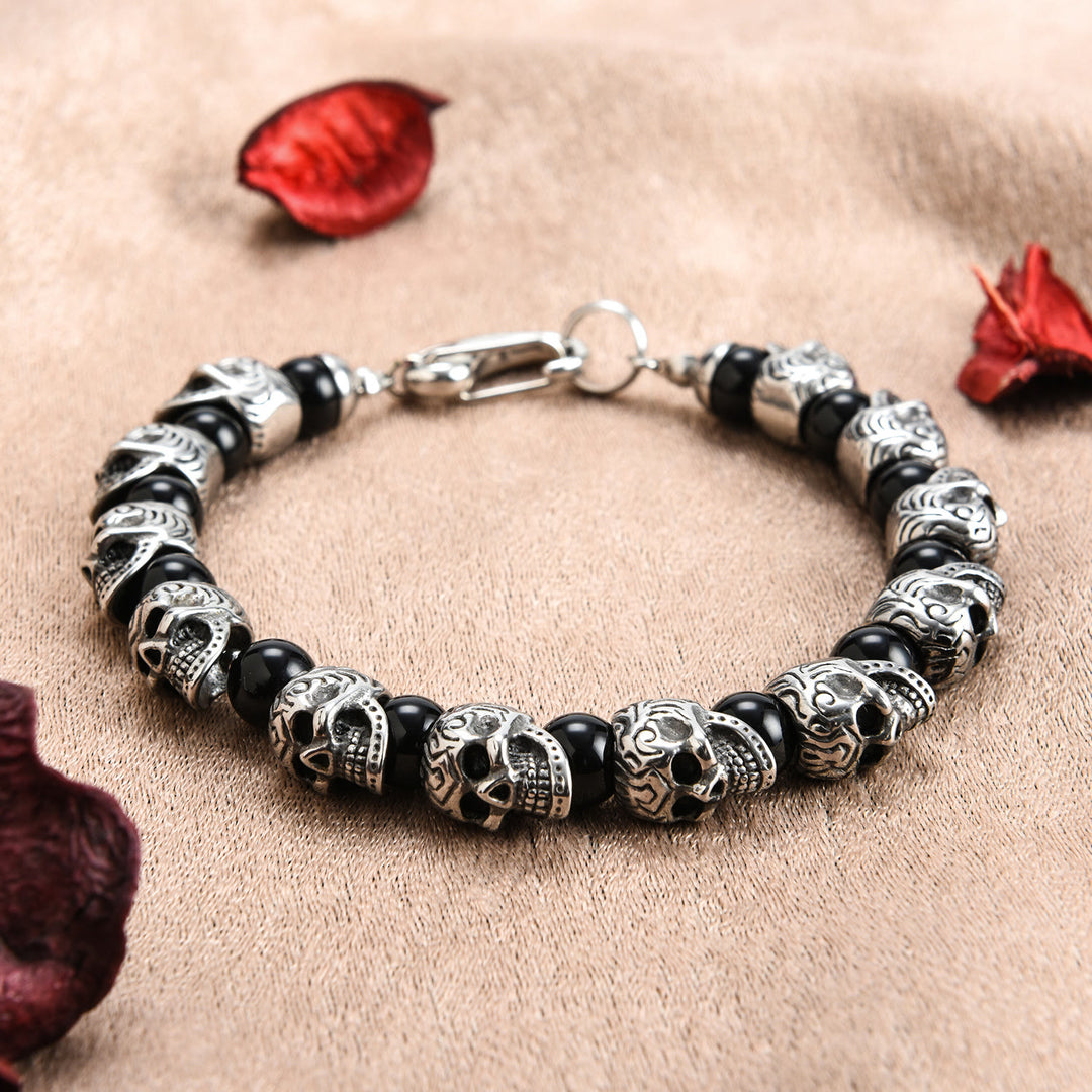 Bracelet Olivenorma en acier inoxydable fait main avec œil de tigre naturel