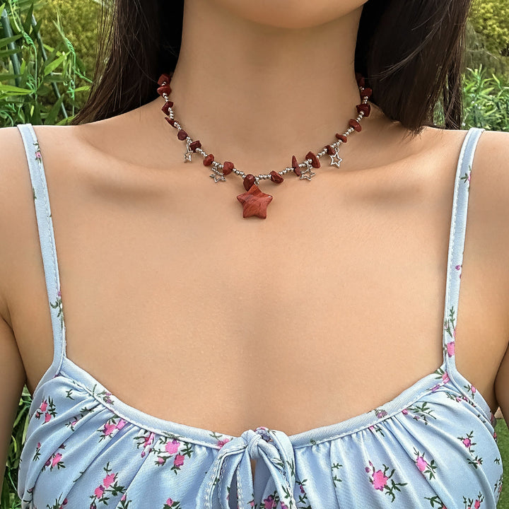 Collier ras du cou à pampilles en cristal et étoile de Bohême Olivenorma