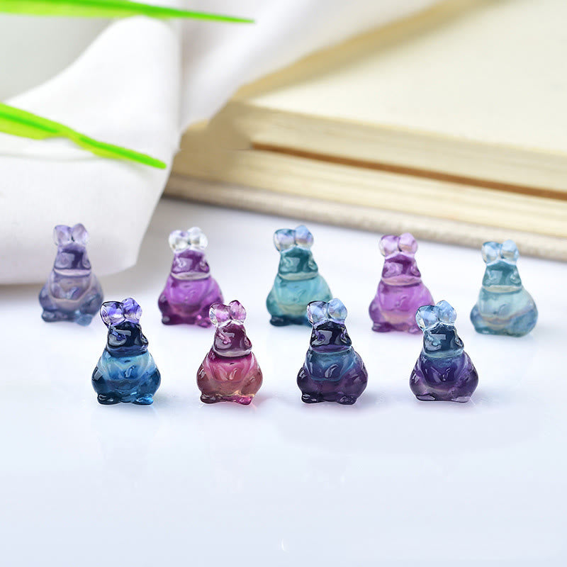 Décoration en pierre précieuse de lapin en fluorite de couleur naturelle Olivenorma