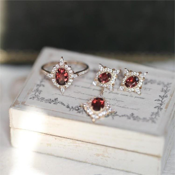 Bague d'ambiance vintage en rubis "Miss Rose" Olivenorma