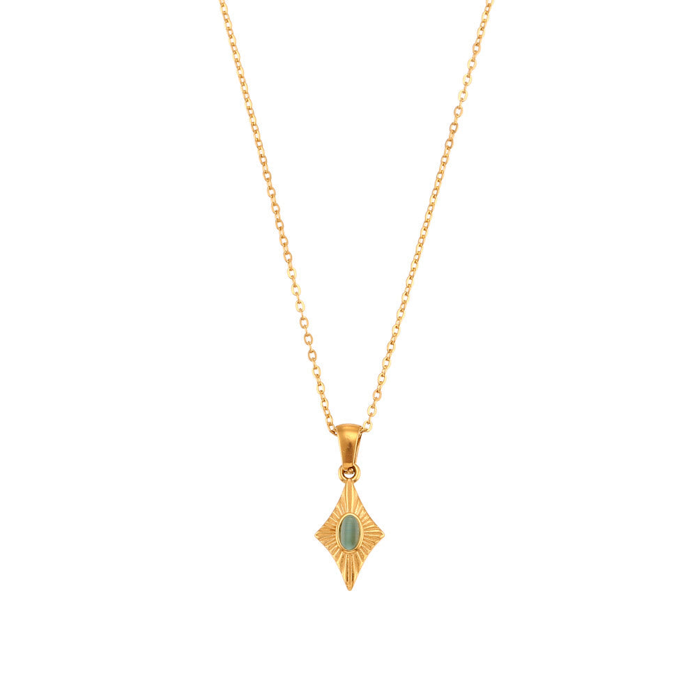 Collier pendentif en acier inoxydable avec œil de chat Olivenorma