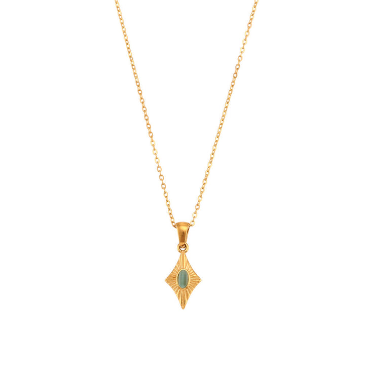 Collier pendentif en acier inoxydable avec œil de chat Olivenorma
