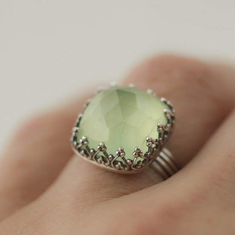 Bague en pierre de lune verte Olivenorma The Goddess Energy - image 1