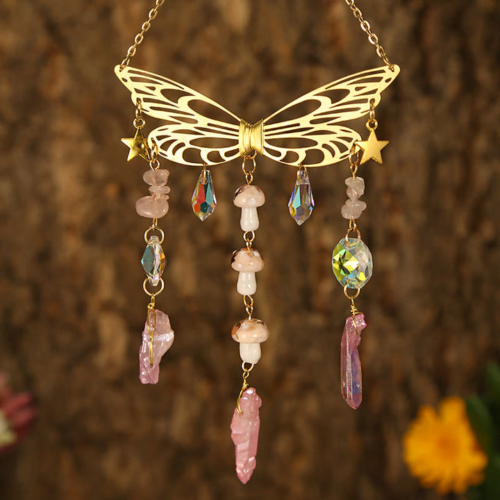 Carillon éolien attrape-soleil en forme d'ailes de papillon en cristal Olivenorma 