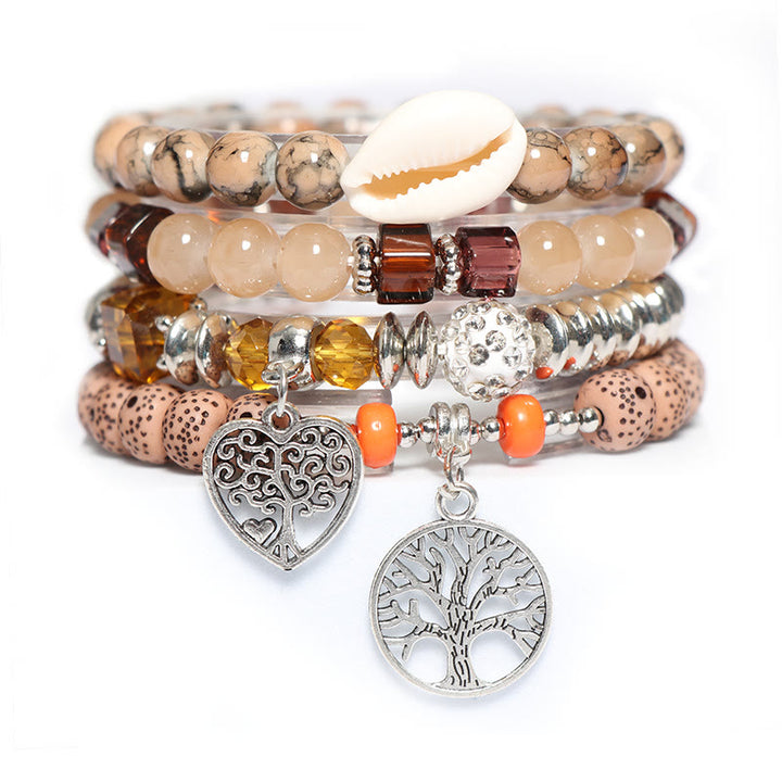Ensemble de bracelets à perles avec pendentif en forme de cœur et arbre de vie Olivenorma