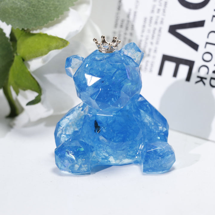 Ornement en résine de gravier de cristal Olivenorma en forme d'ours en pierre précieuse