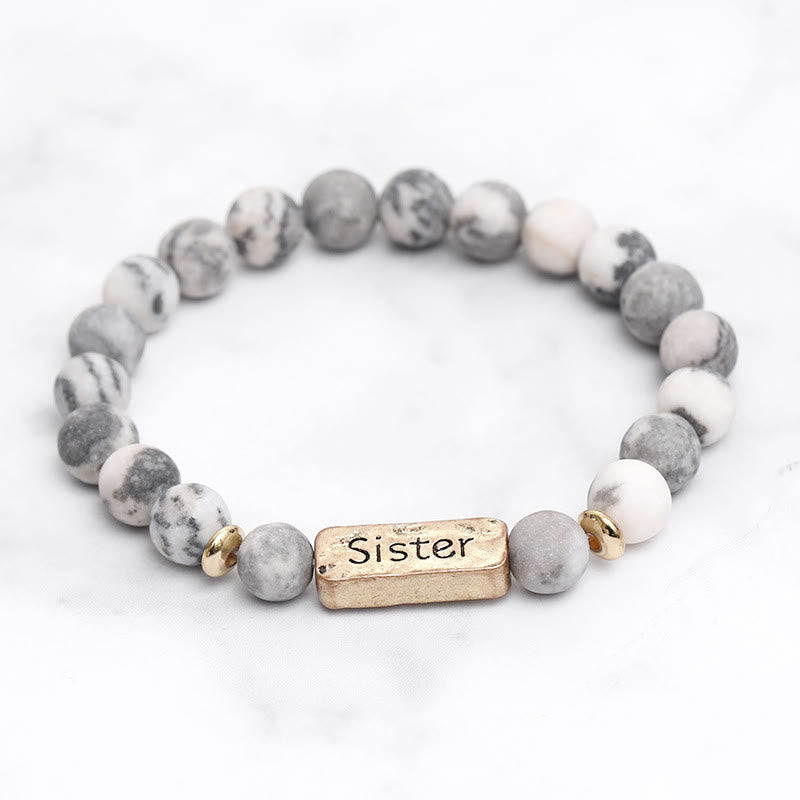 Bracelet gravé avec pierres précieuses naturelles Olivenorma Sister 