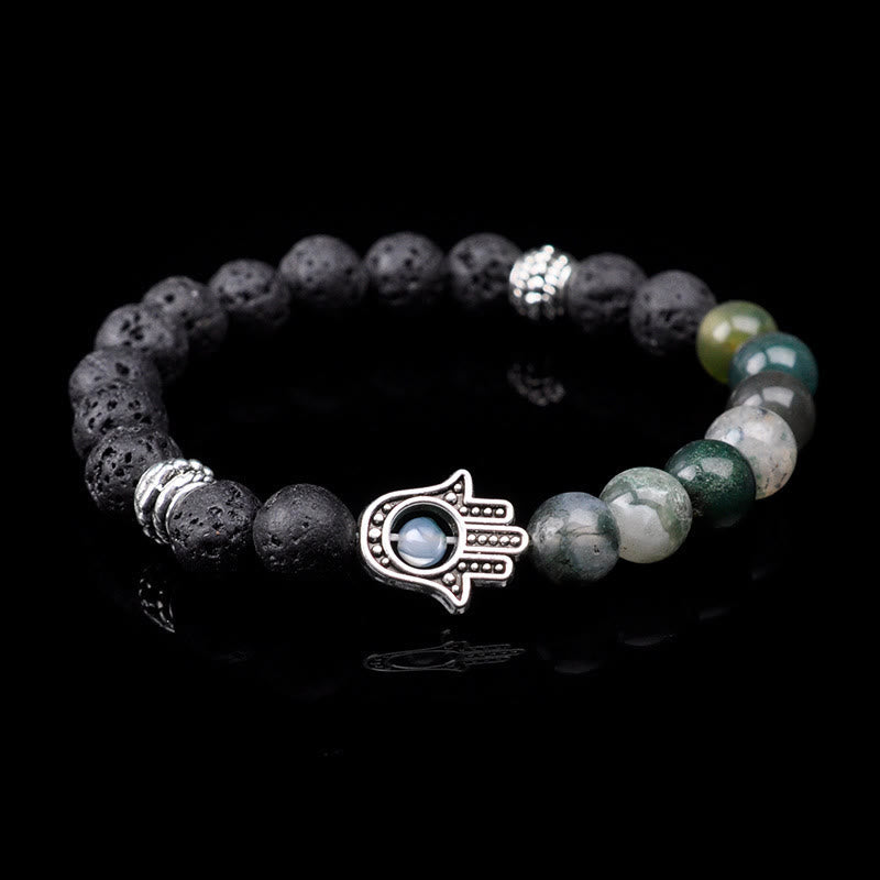 Bracelet pendentif Hamsa en perles de pierre naturelle fait main Olivenorma