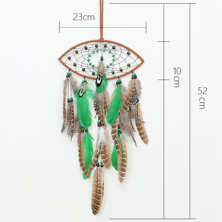 Perles en bois vert naturel Olivenorma Attrape-rêves en plumes de paon 