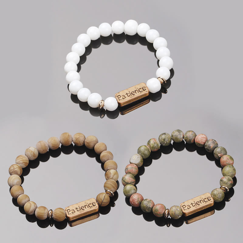 Bracelet gravé avec pierres précieuses naturelles Olivenorma Mom Patience 