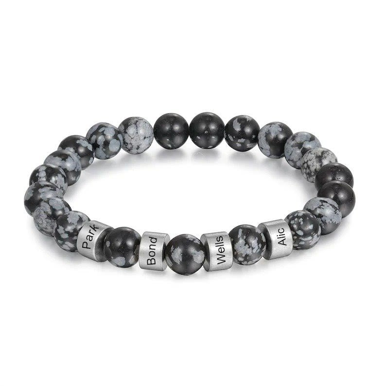 Bracelet homme en perles personnalisées gravées sur pierre naturelle Olivenorma - image 15