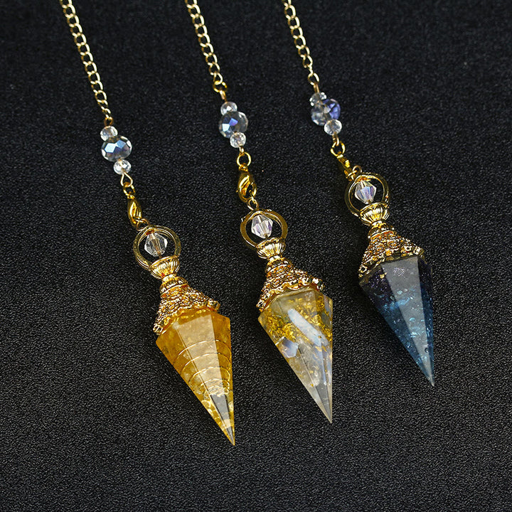 Pendule pyramidale hexagonale en cristal résineline naturelle Olivenorma