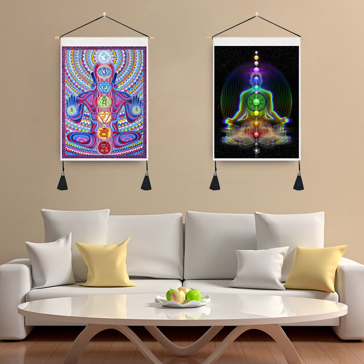 Tapisserie décorative imprimée de méditation zen Olivenorma