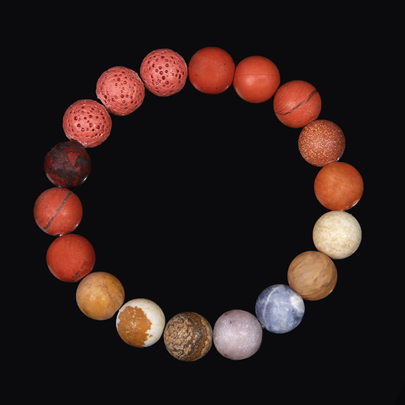 Bracelet planète en perles naturelles givrées de 10 mm Olivenorma 