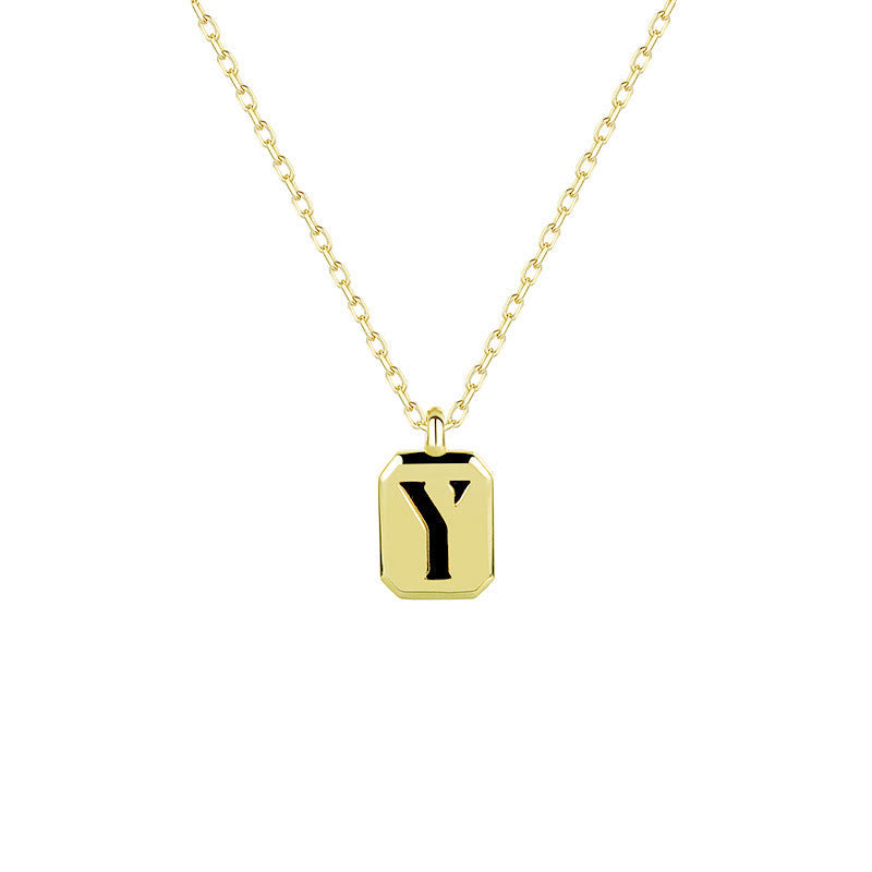 Collier Initiale Personnalisable en Or Olivenorma - Obsidienne - Y - image 28