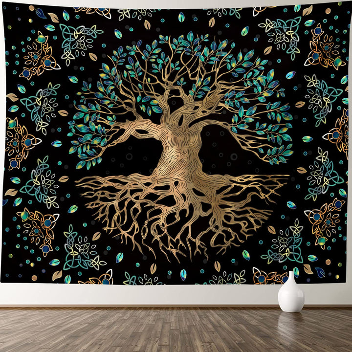 Tapisserie murale Olivenorma Life Of Tree noire et verte