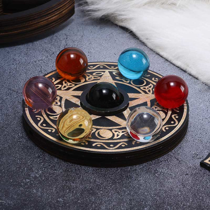Présentoir à boules de cristal en bois pour décoration de lotus Olivenorma