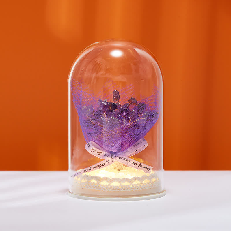 Décoration d'arbre Feng Shui avec couvercle en verre cristal naturel Olivenorma 