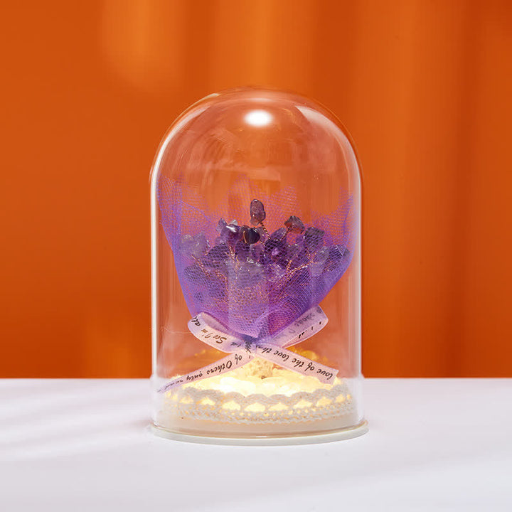 Décoration d'arbre Feng Shui avec couvercle en verre cristal naturel Olivenorma 