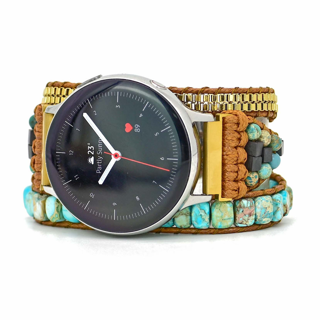 Bracelet Samsung enveloppant en tourmaline noire avec pierre empereur Olivenorma