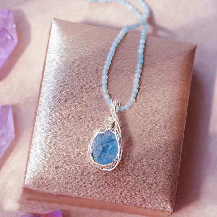 Collier pendentif fait main en cristal naturel brut Olivenorma 